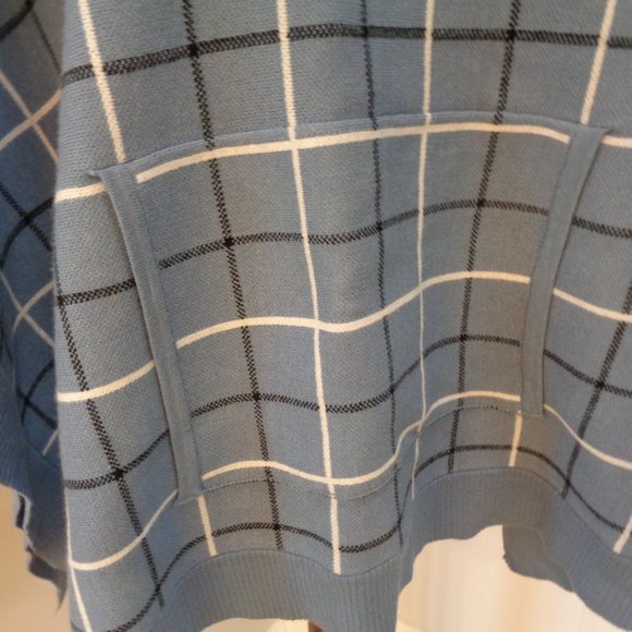 Tahari Poncho Blue Plaid Hooded NWT One Size - Picture 4 of 10